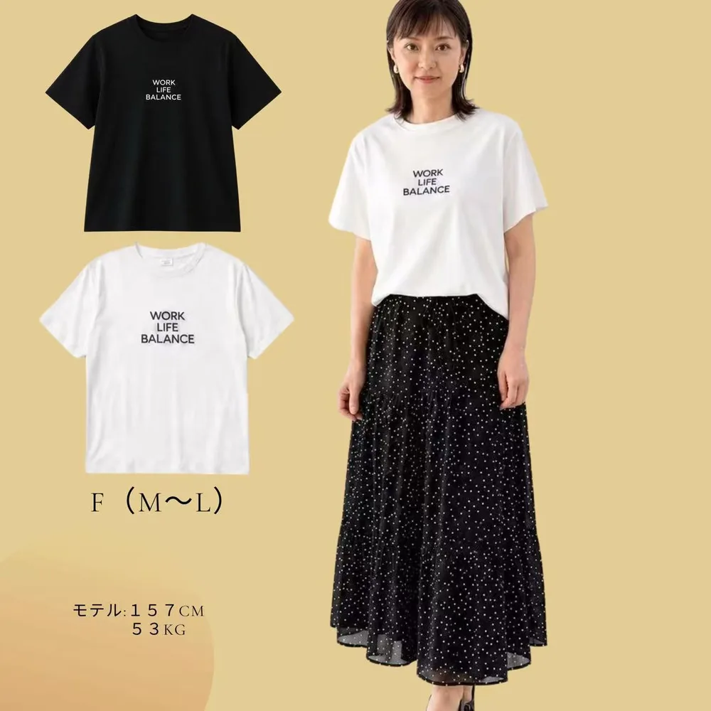 レディース 半袖Tシャツ「WORK LIFE BALANCE」刺繍ロゴ 商品詳細画像 2
